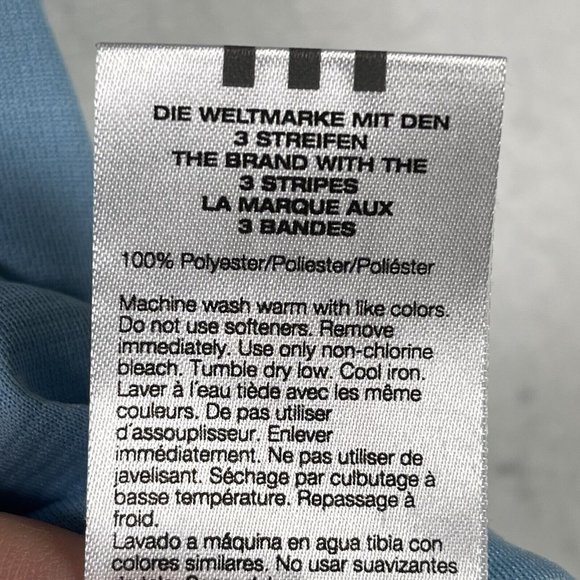 Adidas Womens Athletic T Shirt Size L Blue Short Sleeve Moisture Wicking Workout - Picture 6 of 9